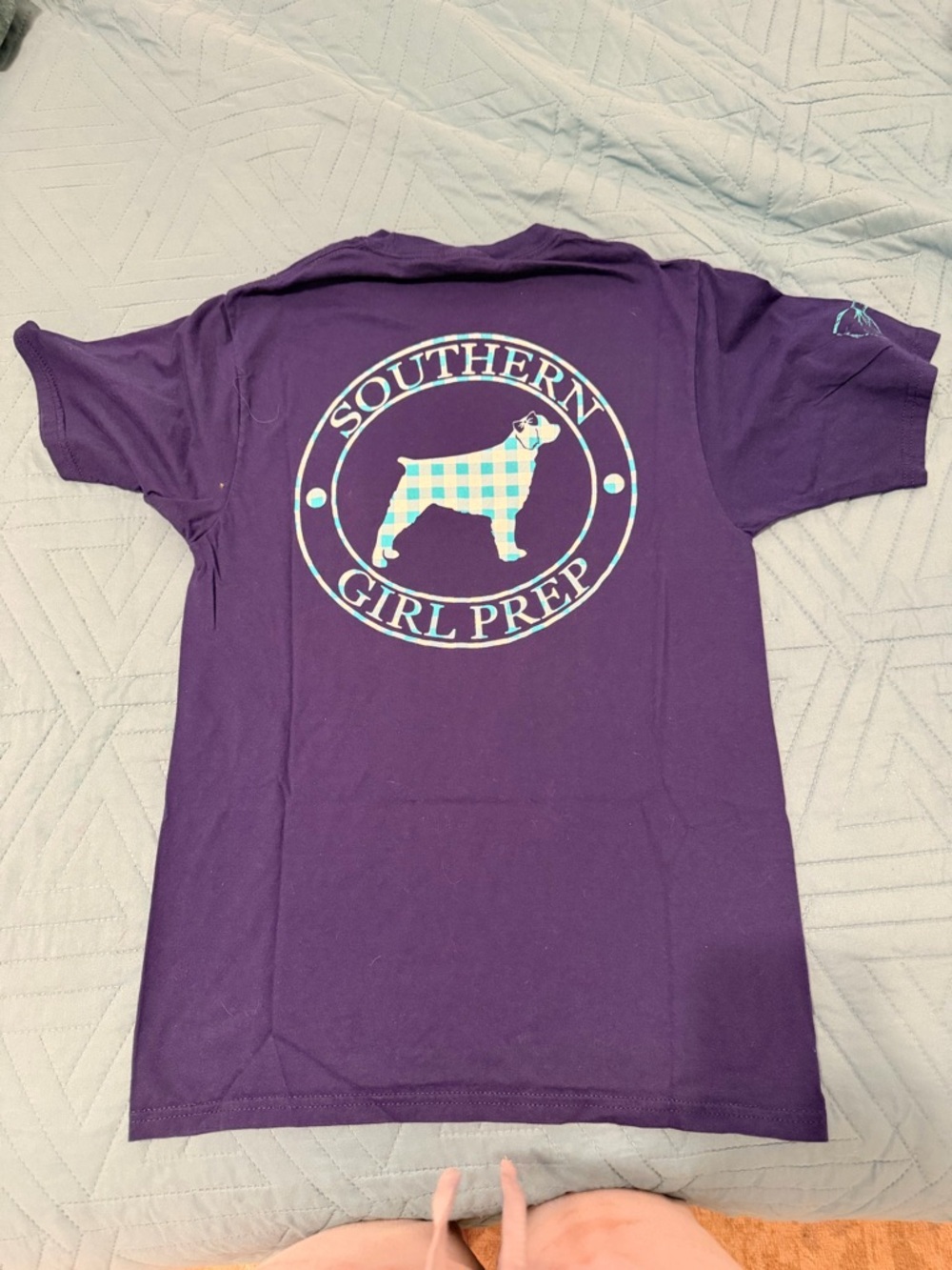 Southern Girl Fashion Purple Tee with Plaid Dog Graphic